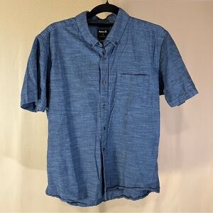 Hurley Blue Casual Button Down Shirt Relaxed Fit